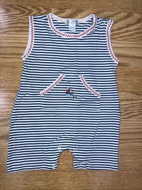 Kissy Kissy Striped Navy & White Baby Romper